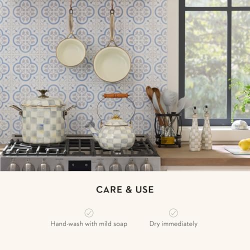 Farmhouse Oil Dispenser - Ceramic Oil Cruet with Gray-and-White Sterling Check Pattern