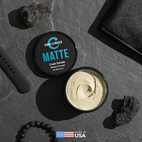 Challenger Matte Cream Pomade Combo - 2.25oz Pack of 2 Travel Size Water-Based Matte Hair Gel - Medium Hold, All Hair Types