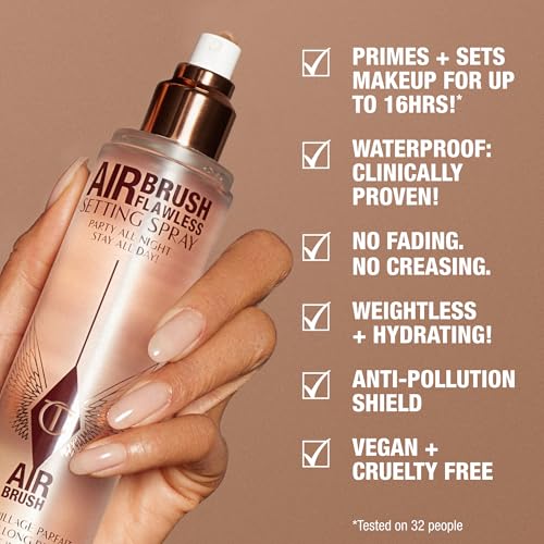 Charlotte Tilbury Airbrush Flawless Setting Spray 3.38 Fl Oz Hydrating Mist - Prime & Set Makeup Up to 16Hr
