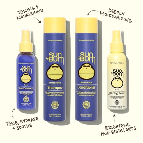 Sun Bum Blonde Hair Lightener Spray 4 Fl Oz Pack of 2 - Vegan, Paraben-Free, Brightening Hair Enhancer for Blondes