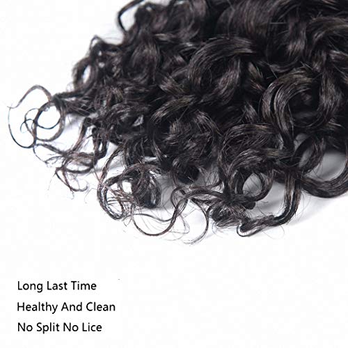 Brazilian Water Wave Human Hair Weave 4 Bundles 8 Inch Ocean Wave Virgin Remy Hair - Natural Black, Sew-In, Wet & Wavy