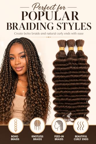 Human Braiding Hair Bundles for Boho Knotless & Goddess Styles - 22 Inch Dark Brown #4-BRD-D