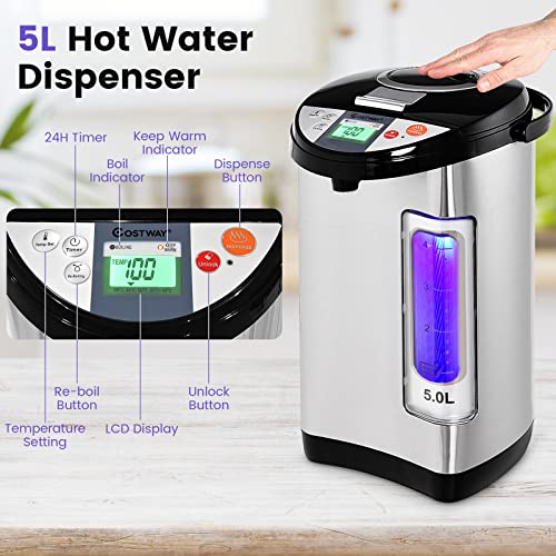 Electric Hot Water Boiler & Warmer with 5L Capacity, Adjustable Temp & Night Light