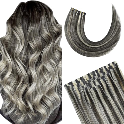 22 Inch Mixed Bleach Blonde Tape-in Hair Extensions - 20 Pieces Remy Human Hair