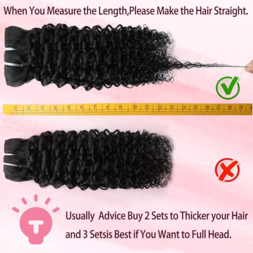 16 Inch Kinky Curly Clip-In Hair Extensions - Natural Black, 110g/Pack, Real Human Hair, Full Head Set