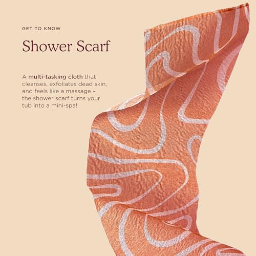 HANNI Extra-Long Shower Scarf, Japanese-Inspired Exfoliating Body Scrubber, Loofah-Like Wash Cloth for Dead Skin Removal (Pack of 2)