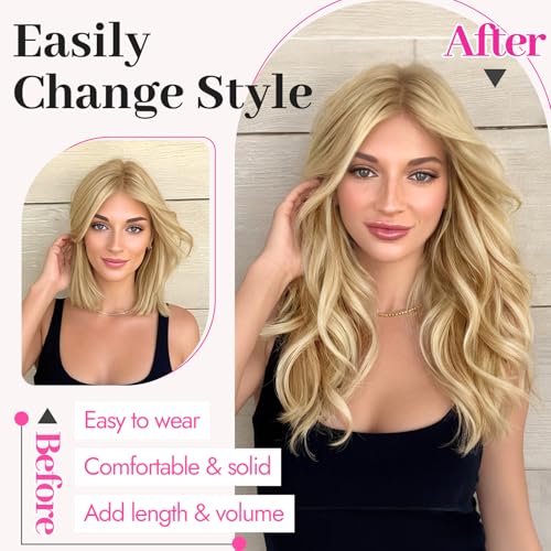 KooKaStyle 14 Inch Honey Blonde Clip-In Wavy Hair Extensions F26/613#