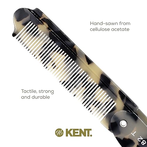Kent 82T TW Handmade Folding Pocket Comb 2 Pack White Tokyo for Grooming