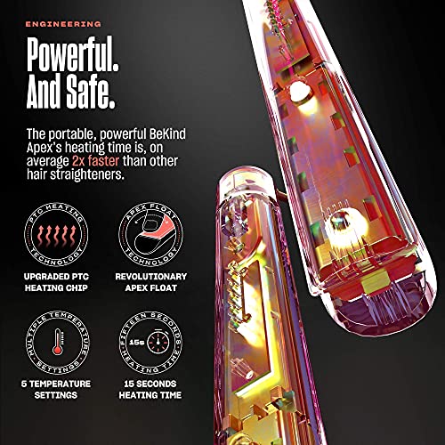 BeKind Apex 2-in-1 Flat Iron Hair Straightener and Curler - 1 Inch Peach - Style & Travel Friendly