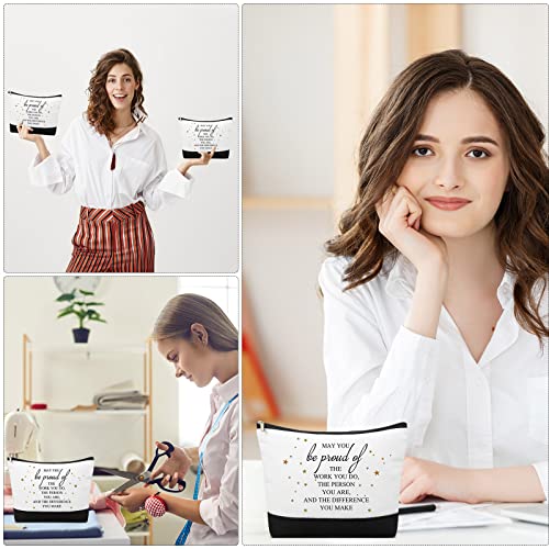 Roowest Inspirational Makeup Bags Bulk 20 Pack White Proud Gift for Women & Employees