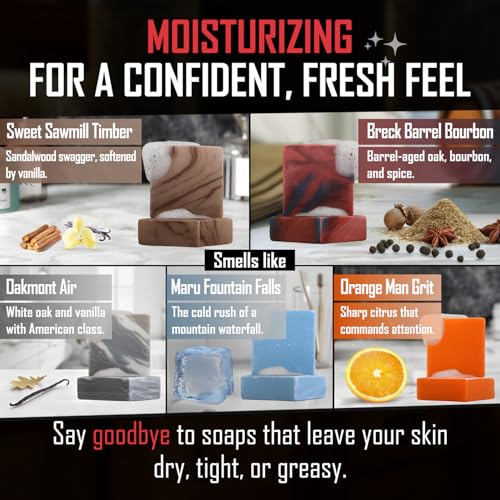 Right Wing Naturals Bar Soap Gift Set for Men | Handcrafted Cold-Pressed | Handmade Organic Soap for Men | Most Popular Flavors | Natural Scented Men¡¯s Bar Soap| Pack of 5 Bars