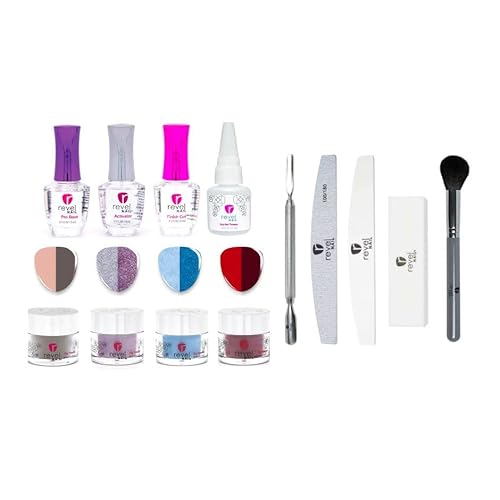 Revel Nail Dip Powder Starter Kit with Dip Powder Liquids & Tool Set, In the Mood
