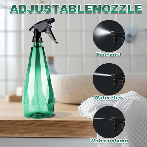 Plastic Spray Bottle Set - 33.8oz 2 Pack, Mister Spray Bottle, Clean for Hair and Durable Nozzle for Plant Watering, Car Detailing, and More.