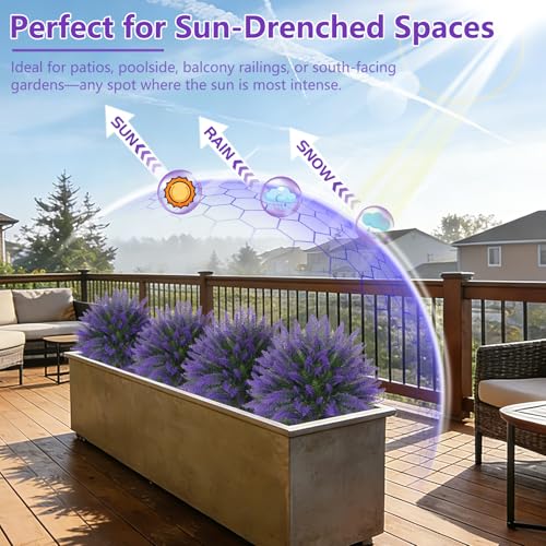 Grooy Lavender Artificial Topiary Ball 4 Pack UV Resistant Outdoor Decor - Lavender Ball 4pc