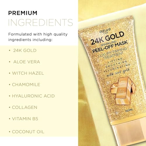 Azure Cosmetics Peel-Off Masks Bundle - Rose Gold, Gold, Charcoal & Pearl - Variety Pack of 3