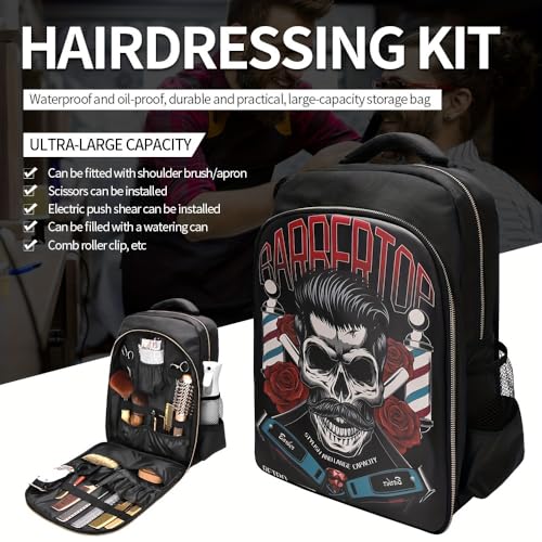 Barber Travel Bag Backpack BAEBERPLAN Large Organizer for Barbers Clippers and Supplies Portable Hairstylist Clipper Hairdresser Bag Backpack (Red)