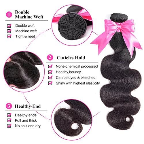 8A Brazilian Virgin Body Wave Human Hair Bundles - 10 Inch, Unprocessed, Silky & Full