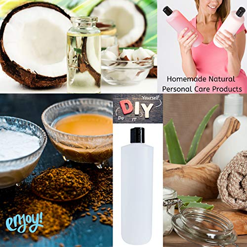 16oz Reusable HDPE Plastic Squeeze Bottles with Black Press Cap - Multi-Purpose, Food Safe, Bulk Pack of 10