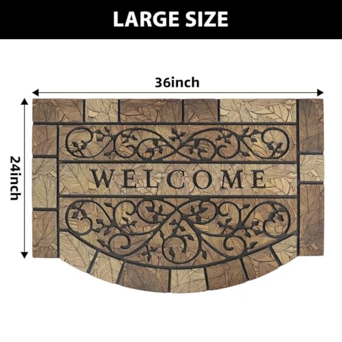 Dark Brown Heavy-Duty 24x36 Outdoor Welcome Door Mat with Non-Slip Rubber Backing
