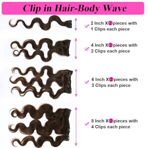 14 Inch-100g Dark Brown Clip-In Hair Extensions - Remy Human Hair Set