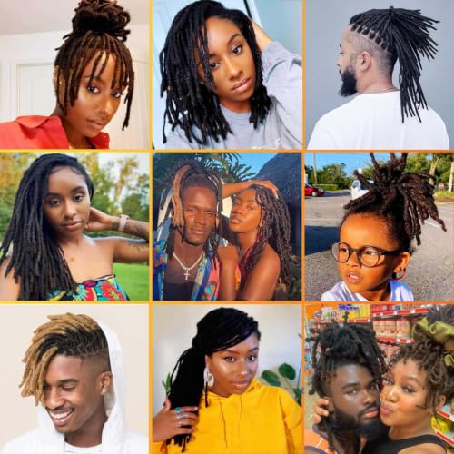LIKIMIYA 12 Inch Human Hair Loc Extensions 0.2cm Thickness - 10 Strands, Natural Black