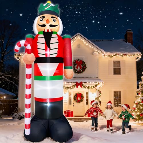 12 Ft Outdoor Christmas Inflatable Nutcracker with Candy Cane & LED Lights