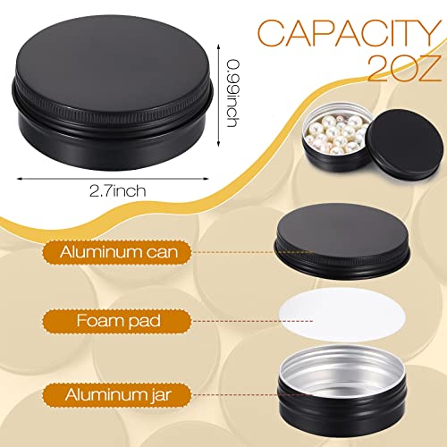2 oz Lip Balm Tin Containers - Matte Black, 64 Pack, Screw Top, Reusable