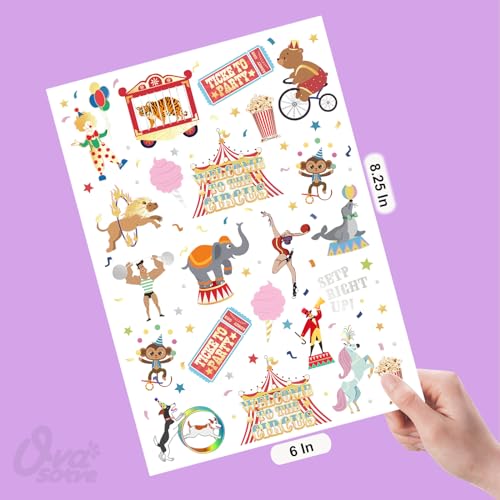Carnival Circus Temporary Tattoos for Kids 42 Glitter Styles Circus Theme Party Favors Carnival Party Decorations