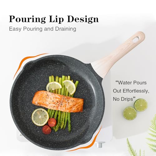 Kordisen Classic Granite Nonstick Frying Pan Set with Lids - 8, 9.5 & 11 Inch