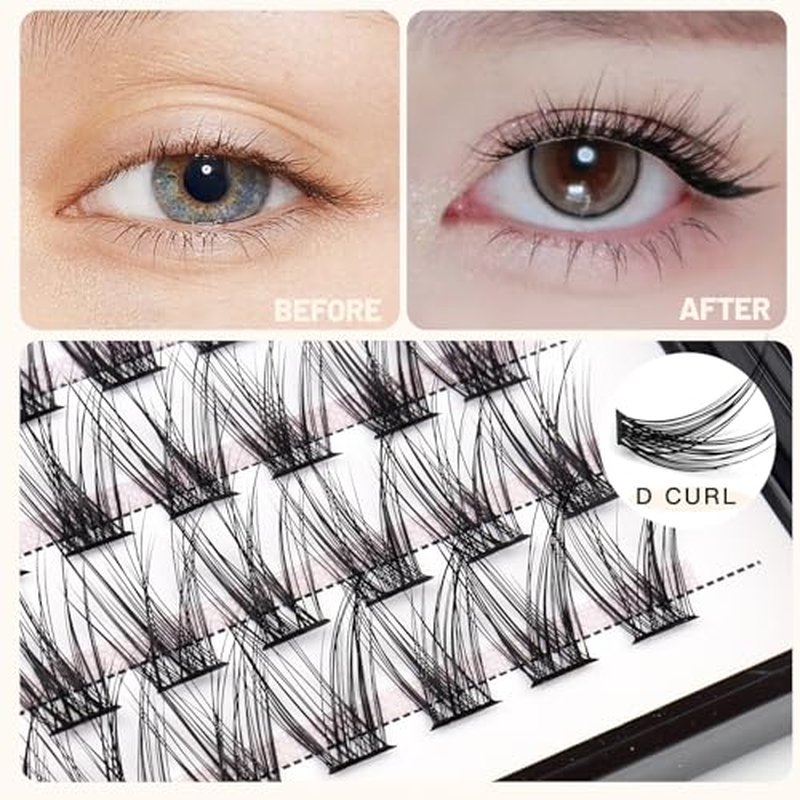 Bodermincer 84 Cluster D Curl Natural Style Eyelashes Professional Makeup Individual Cluster EyeLashes Grafting Fake False Eyelashes (12MM)