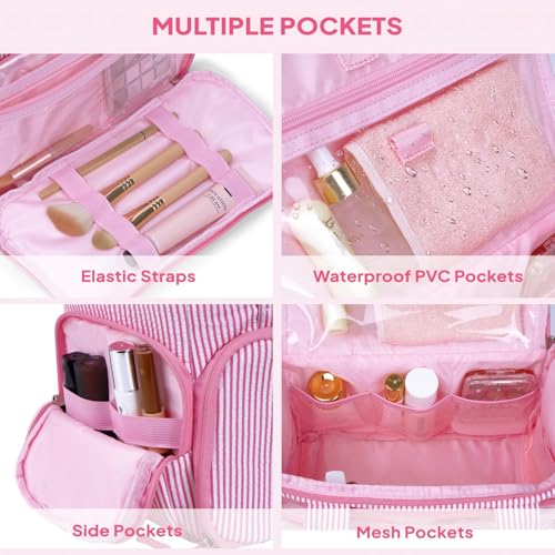 YOOLIFE Purple Travel Toiletry Bag with Initial Embroidery - Spacious Organizer & Hanging Design