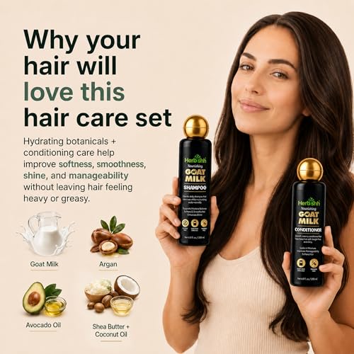 Herbishh Goat Milk Hair Care Set for Dry & Frizzy Hair - Shampoo & Conditioner Duo