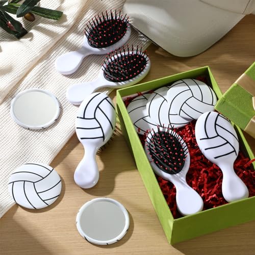 Volleyball Team Gift Set - 12 Hair Brushes & Mirrors for Girls