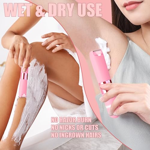 Bikini Trimmer for Women - Electric Razors for Women 2 in 1 Painless IPX7 Waterproof Rechargeable LED Dual Head Electric Shaver for Lady Bikini Underarm, Body, Leg, Face Hair Remove
