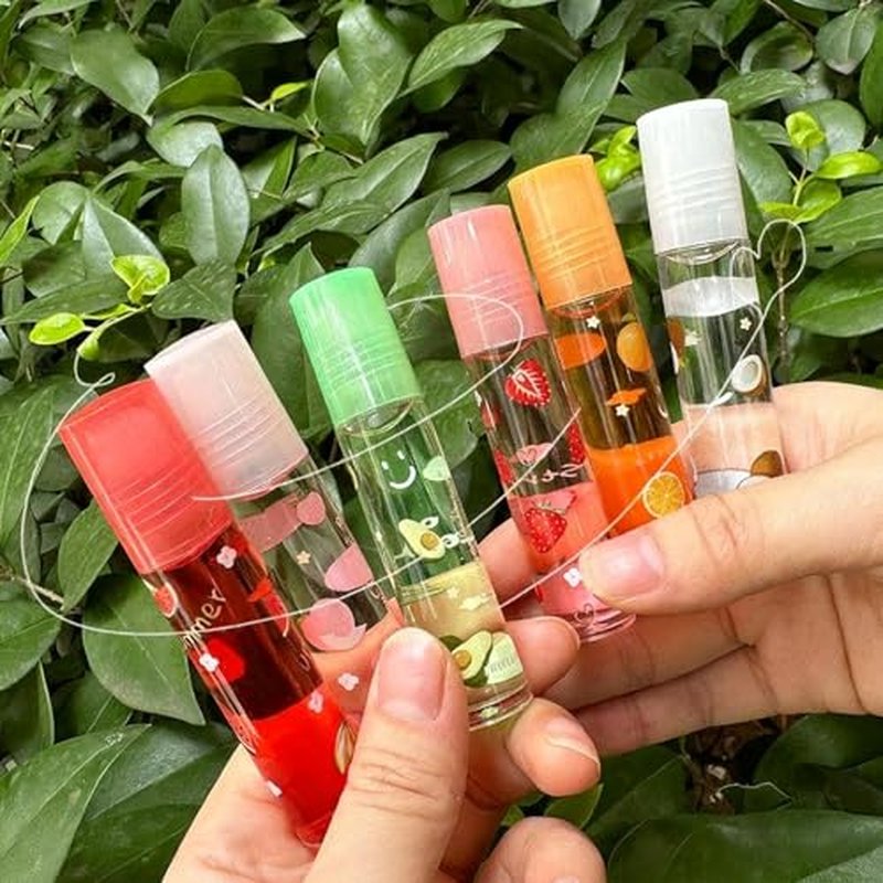 6 Pcs Fruit Lip Oil, KTouler Hydrating Lip Glow Oil Lip Gloss, Long-lasting Nourishing Moisturizer Lipstick Set