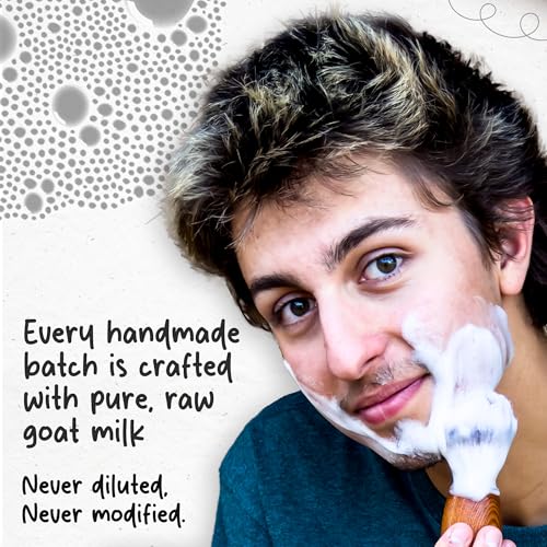 HushHush Farms Shaving Soap for Men | Handmade with Goat Milk, Olive Oil & Cocoa Butter | Plastic-Free & Moisturizing Shave Soaps | Pack of 3 (Patchouli, Tea Tree, Lavender Mint)