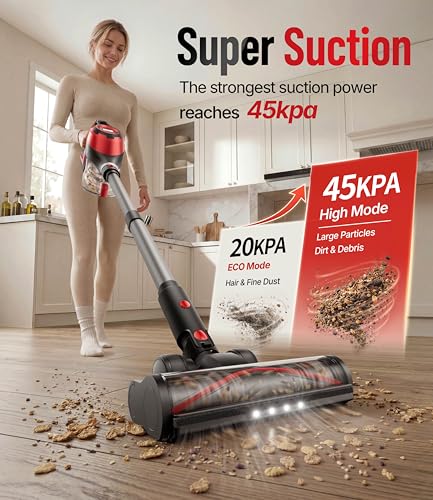 Cordless Stick Vacuum Cleaner 45Kpa Max Suction Handheld Pet Hair Floor Car