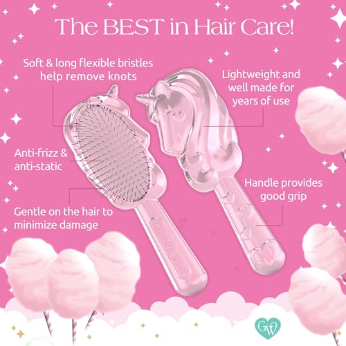 Unicorn Hair Detangler Brush for Kids & Adults - Tangle-Free, Anti-Frizz, Soft Bristles - Unicorn Hair Brush