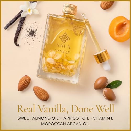 Vanillé Organic Vanilla Body Oil by SAFA - Nourishing Hydrating Skin, Hair & Nails 118ml