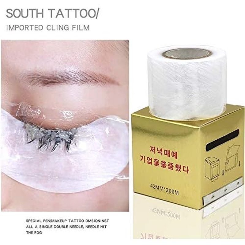 3 Rolls Tattoo Cover Disposable Eyebrow Tattoo Plastic Wrap Preservative Film for One-Way Eyebrow Lips Permanent Make Up Supplies Wrap Tape Transparent
