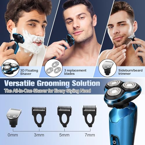 Electric Razor for Men, Shaver for Men Face,Waterproof Wet Dry Electric Shavers LED Display Cordless with Rechargeable Nose Hair Trimmer and Beard Trimmer,Prtable Travel Men's Razors