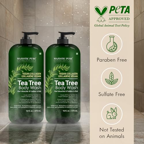 Tea Tree Body Wash - 16 Fl Oz, Pack of 2 - Cruelty-Free, Sulfate & Paraben-Free
