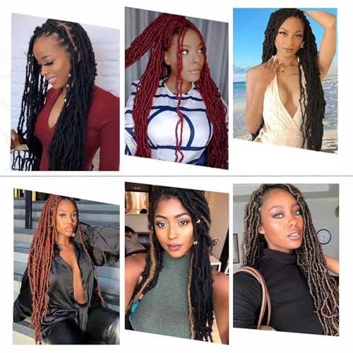 Layashow 24in Soft Locs Crochet Hair Pre-Looped 8 Packs 1B (Pack of 8, 24 Inch)