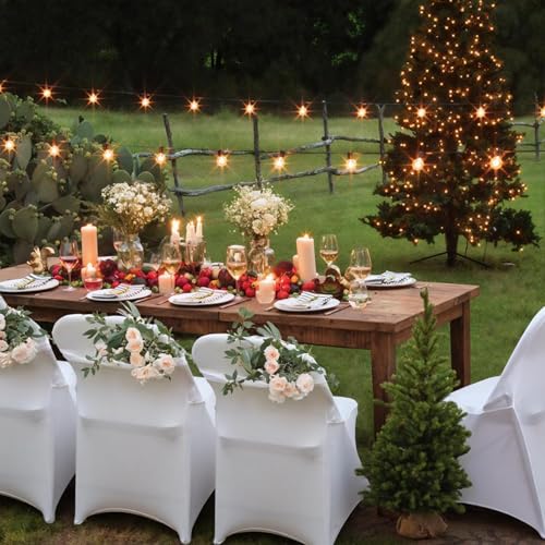 White Stretch Folding Chair Covers 50PCS for Wedding & Events - Babenest