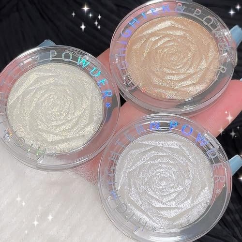 evpct Pearl White Silver Face Highlighter Makeup, White Shimmer Glitter Diamond Sparkly Highlighters Makeup Eyeshadow Palette Powder for Face Body Cheek Skin, inner Corner Eye Highlighter Make up 01