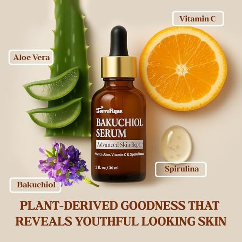 Bakuchiol Serum for Face - Retinol Alternative for Sensitive Skin - Contains Aloe, Centella, Spirulina - Bakuchiol Serum - Plumping, Anti Aging - Pore Minimizer - 1 Fl Oz - 2 Pack