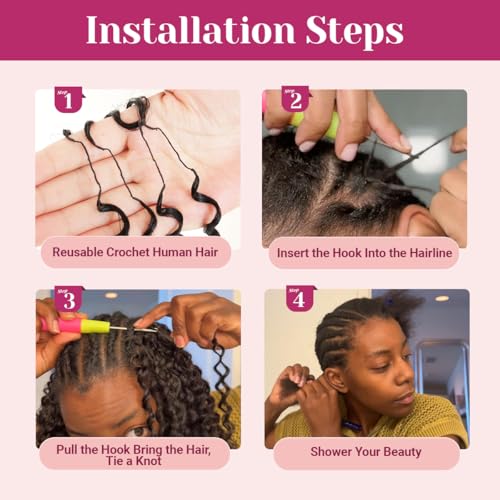 Natural Black Deep Wave Crochet Hair 55g / 16 Inch Feather Knotless Style for Black Women - Mnador