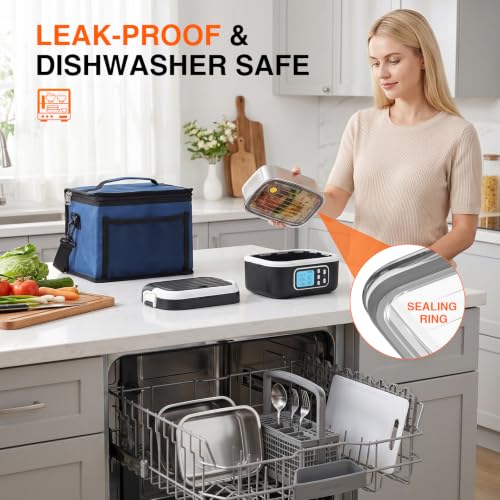 Cordless Heated Lunch Box 27000mAh App Control 1.5L Black - Portable Food Warmer