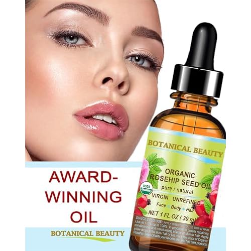 Botanical Beauty Organic ROSEHIP SEED OIL 100% Pure Natural Virgin Unrefined Cold-pressed Carrier Oil For Face, Skin, Body, Hair, Lip, Nails, Rich in vitamin C, Vitamin E, Anti-Aging (0.5 Fl Oz)