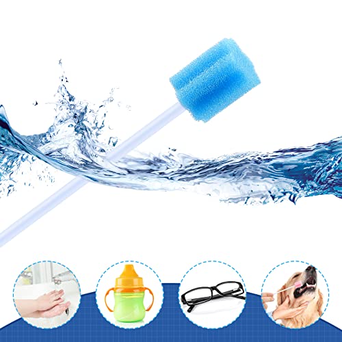 TrelaCo 500 Pcs Toothettes Oral Swabs Bulk Disposable Mouth Cotton Swabs Multicolor Sponge Individually Wrapped for Elderly Adults Oral Cavity Mouth Cleaning(Plum Blossom)